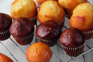 chocolate nad simple muffins .very closeup.Selective focus
