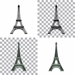 Eiffelturm in Paris Silhouetten in zwei Variationen