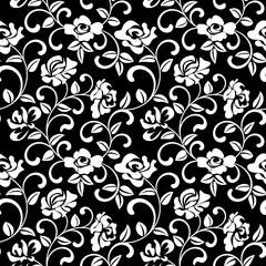 Seamless pattern - rose on a black background. The pattern can be used for printing on textiles, wallpaper, packaging