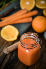 fresh carrot and orange juice ingredients