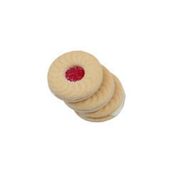 cookies with strawberry jam isolated on white