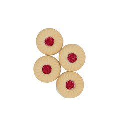 cookies with strawberry jam isolated on white