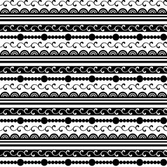 Black and white seamless pattern with lace and beads