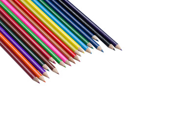 Colour pencils isolated on white background close up