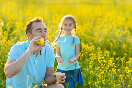Father and daughter spending time together outdoors