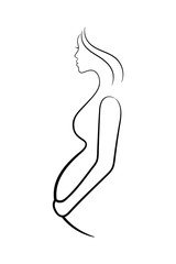Pregnant woman profile contour