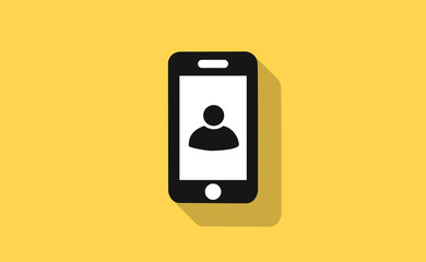 Vector smartphone with user icon on flat background