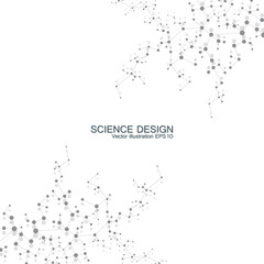 Structure molecule of DNA and neurons. Structural atom. Chemical compounds. Medicine, science, technology concept. Geometric abstract background. Vector illustration for your design.