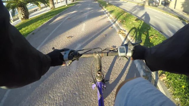 first person view of a bicycle ride in Sardinia, Italy