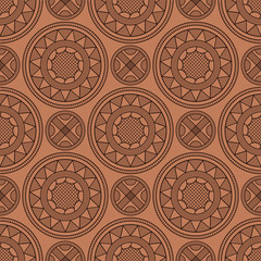 black brown pattern / Ethnic pattern of circular elements. Vector seamless structure. 