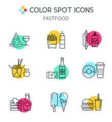 Thin line restaurant menu vector icon set.