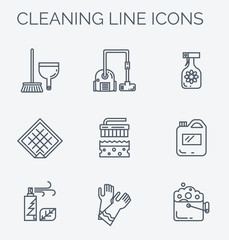 Cleaning anad household supplies icons.