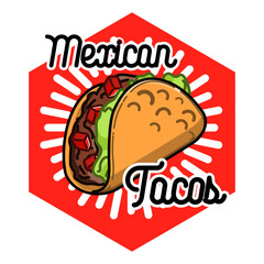 Color vintage mexican food emblem