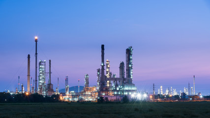 Oil refinery in morning day sunrise