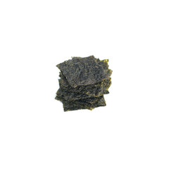fried seaweed isolated on white background.