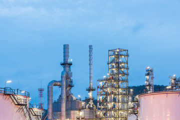 Oil refinery and Petroleum industry at night time