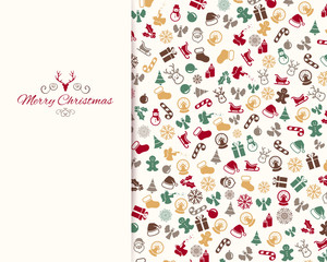 Vector Illustration of a Christmas Greeting Card with Decorative Design Elements