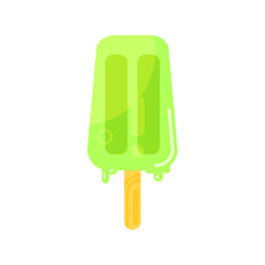 Vector flat style illustration of tasty green ice cream icon