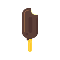 Vector flat style illustration of tasty chocolate ice cream icon