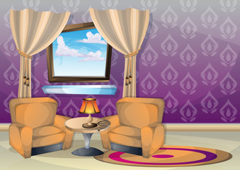 cartoon vector illustration interior living room with separated layers