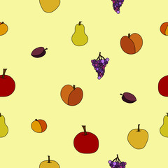 hand drawn vector fruit seamless pattern