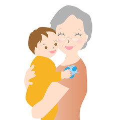 女性、赤ん坊を抱く