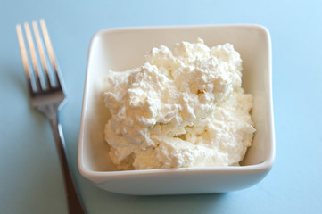 Dish of cottage cheese