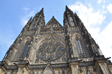 Fototapeta premium St. Vitus Cathedral, Prague, Czech Republic. Wide angle. Vintage 