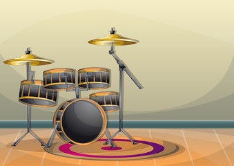 cartoon vector illustration interior music room with separated layers in 2d graphic