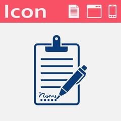 Clipboard with sign and pen flat icon