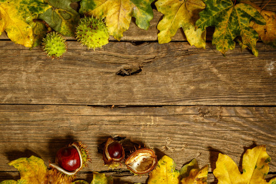 Herbst Blätter Holzbrett Unterlage