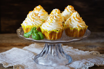Homemade cupcakes with oranges