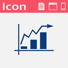 Growing bars graphic flat icon with rising arrow