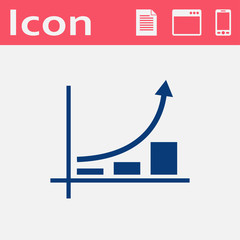 Growing bars graphic flat icon with rising arrow