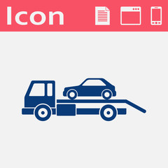 Tow car evacuation flat icon
