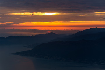 Fototapeta na wymiar Beautiful sunset in the Bay of Kotor, Montenegro