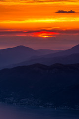 Obraz premium Beautiful sunset in the Bay of Kotor, Montenegro