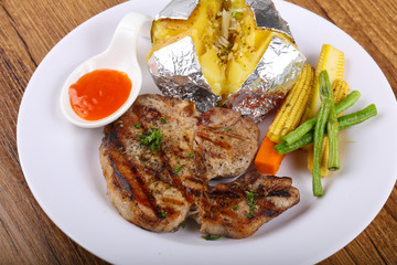 Grilled pork steak