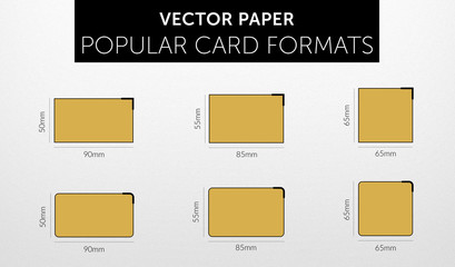 Internetional paper - business card popular  formats - obrazy, fototapety, plakaty