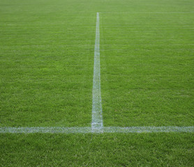 Obraz premium Part of soccer field with horizontal and vertical lines