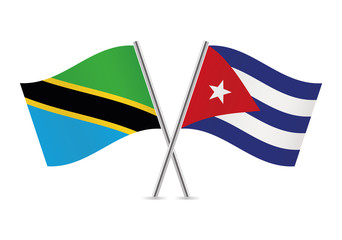 Tanzania and Cuban  flags. Vector illustration.