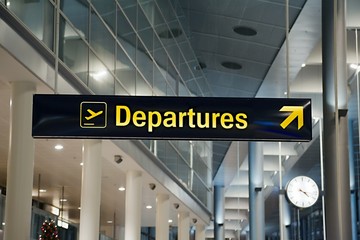 Departures airport sign