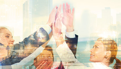 Business Handshake Agreement Partnership. Double Exposure