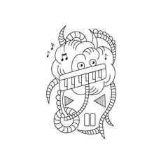 cool monster with piano and notes