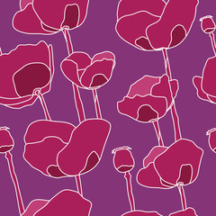 Abstract pink flowers seamless pattern. Vector illustration