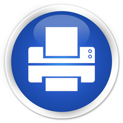 Printer icon blue glossy round button