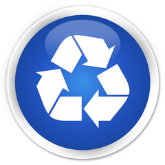 Recycle icon blue glossy round button