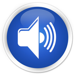 Volume icon blue glossy round button