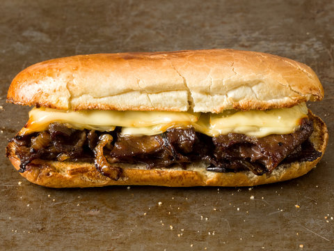 rustic philly cheese steak sandwich