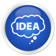 Idea bubble icon blue glossy round button